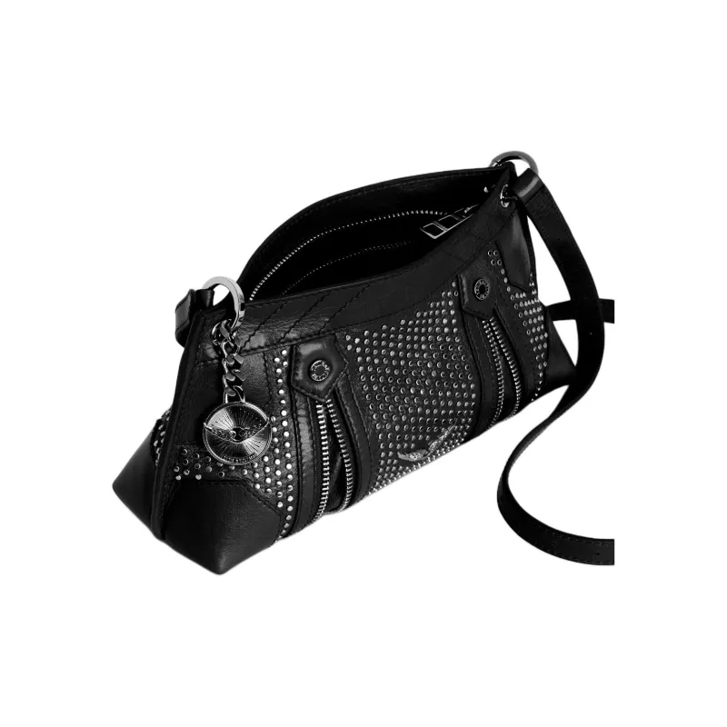 Zadig & Voltaire Calfskin Shoulder Bag, Crossbody Bag Unisex Black-6