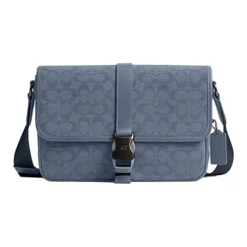 COACH League Canvas With Calfskin Canvas Bag Messenger Bag Jacquard Shoulder Bag Crossbody Bag Men's Blue