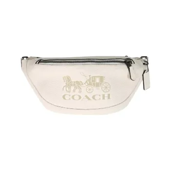 COACH Cow Leather Crossbody Bags Fanny Pack Large Size Men's Ecru
