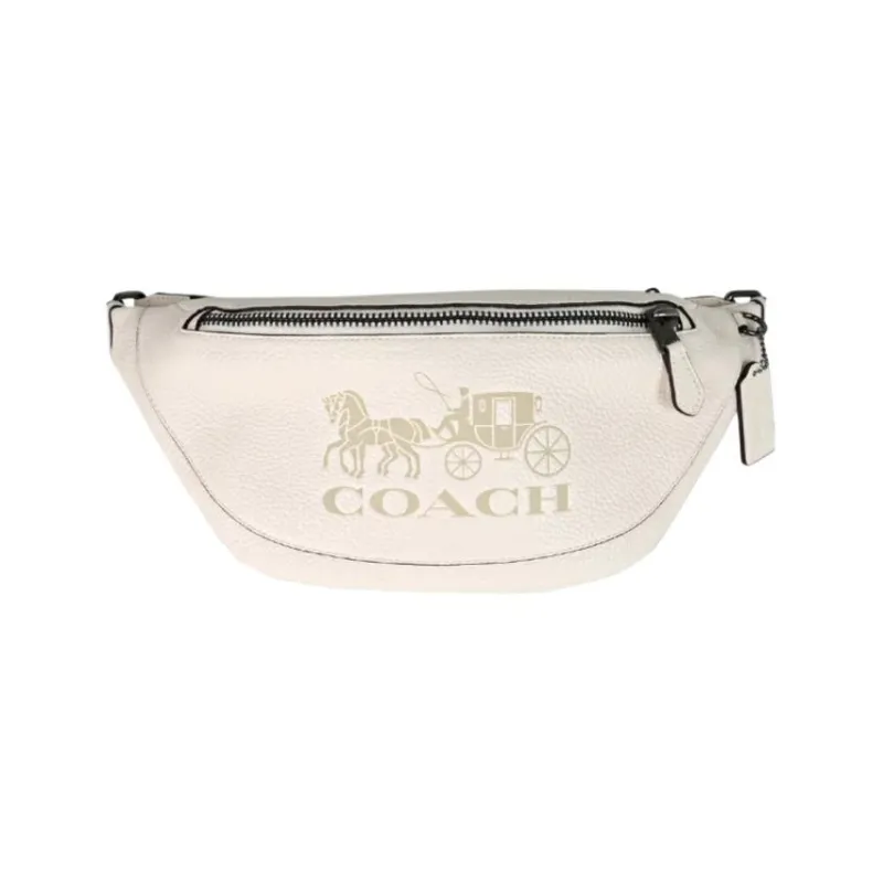 COACH Cow Leather Crossbody Bags Fanny Pack Large Size Men's Ecru-0
