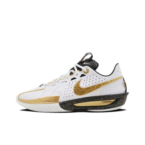 Nike Air Zoom G.T. Cut 3 Basketball Shoes Unisex Low-Top White Gold