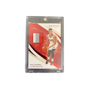 PANINI CJ McCollum 2019 20 Imm Trail Blazers Era Tricolor Patch Jersey Cut Material 11/25 Sports Cards 1 Pc