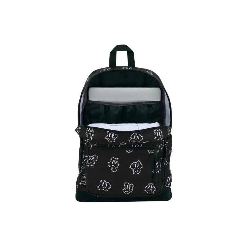 JanSport Suede Backpack Unisex Black & White-3