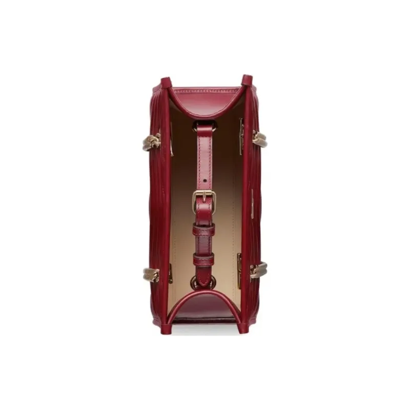 GUCCI GG Marmont Leather Tote Bag Shopping Bag Portable Crossbody Bag Shoulder Bag Women's Red-6