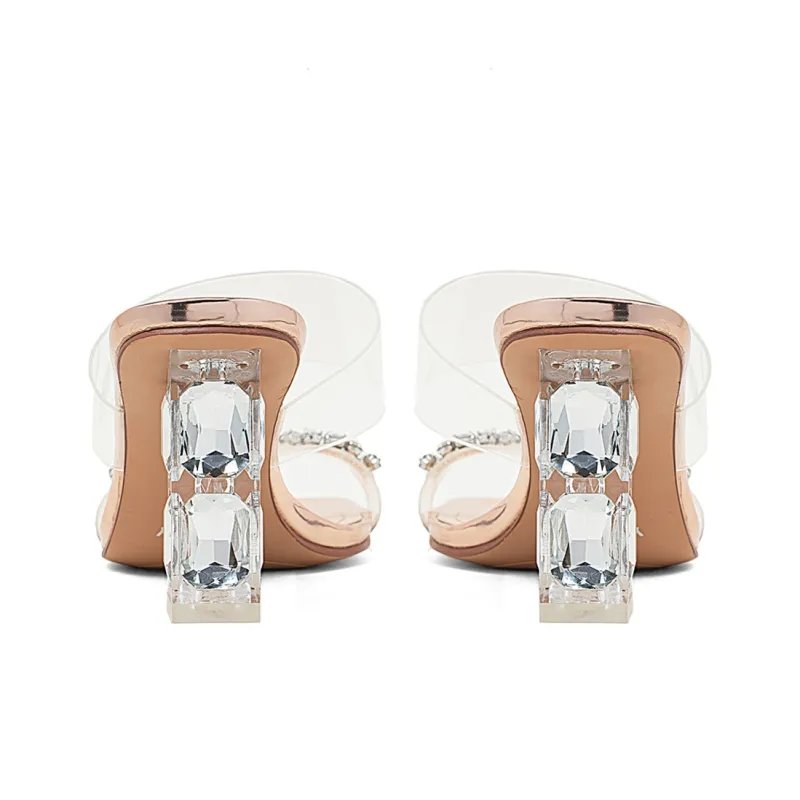 COMELY Slide Slippers Women's Silver/Transparent/Champagne-9