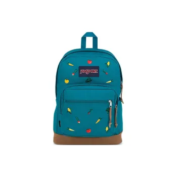 JanSport Cordura® Fabric With Suede Backpack Unisex Dark Blue Embroidery
