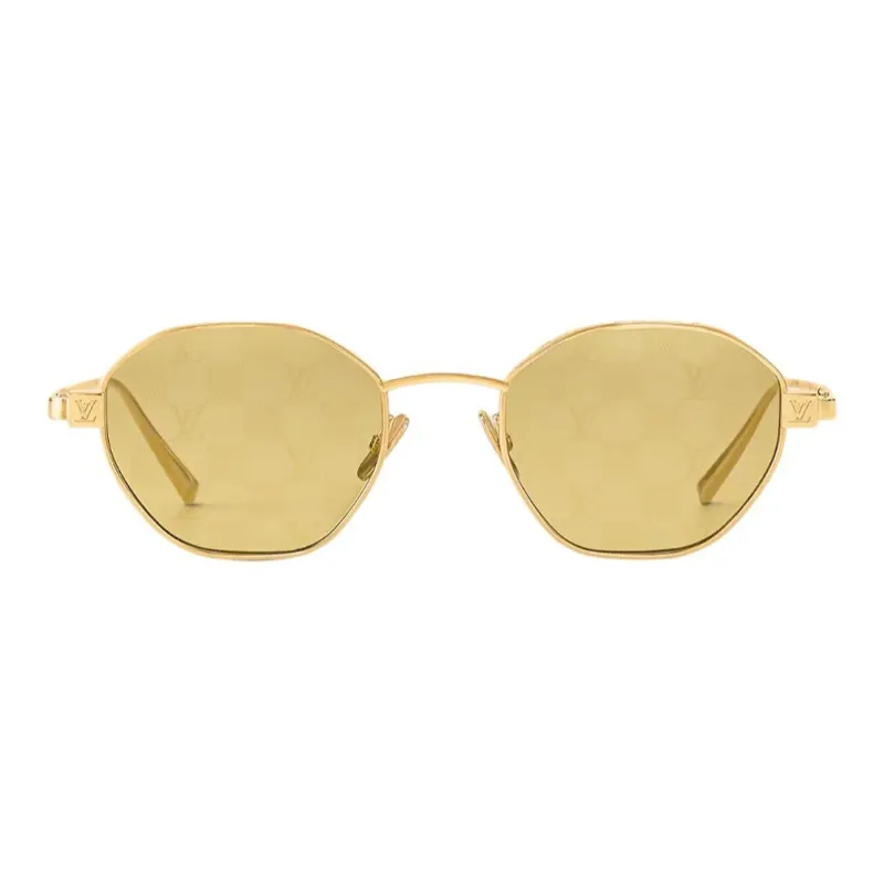 LOUIS VUITTON Metal Irregular Shape Sunglasses Men's Gold-0