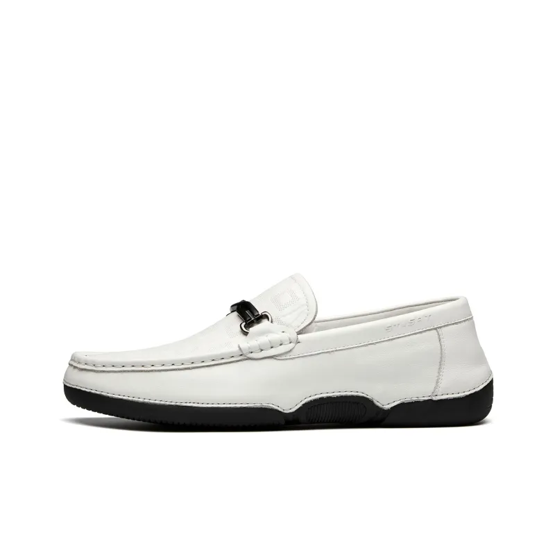 ST&SAT Beanie Shoes Cow Leather Casual Leather Shoes Men's Black White-5
