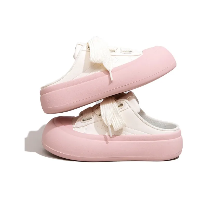 Feiyue Rubber Sole Abrasion Resistant Slip Resistant Wrap toe Slippers Women's Beige Pink-3