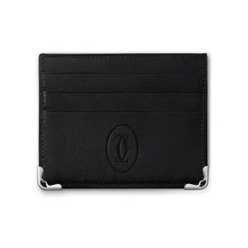 CARTIER Must De Cartier Cow Leather Card Holder Women's Black