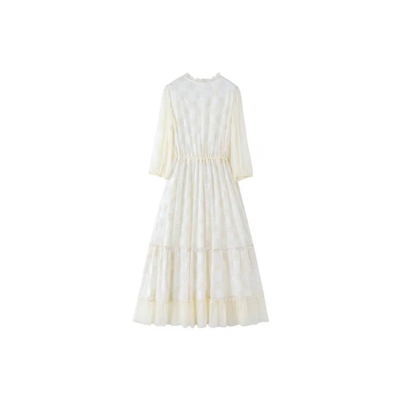 To The West Long Sleeved Dresses Women's Beige-1
