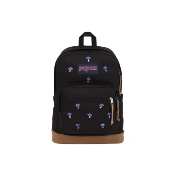 JanSport Suede Backpack Unisex Embroidered Mushroom Black