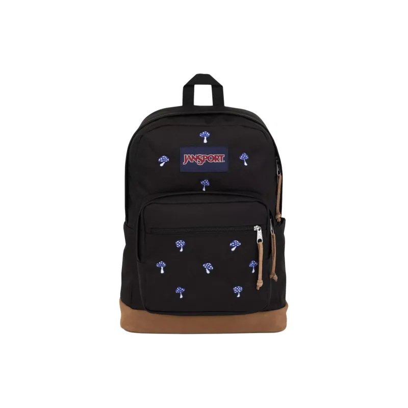 JanSport Suede Backpack Unisex Embroidered Mushroom Black-0