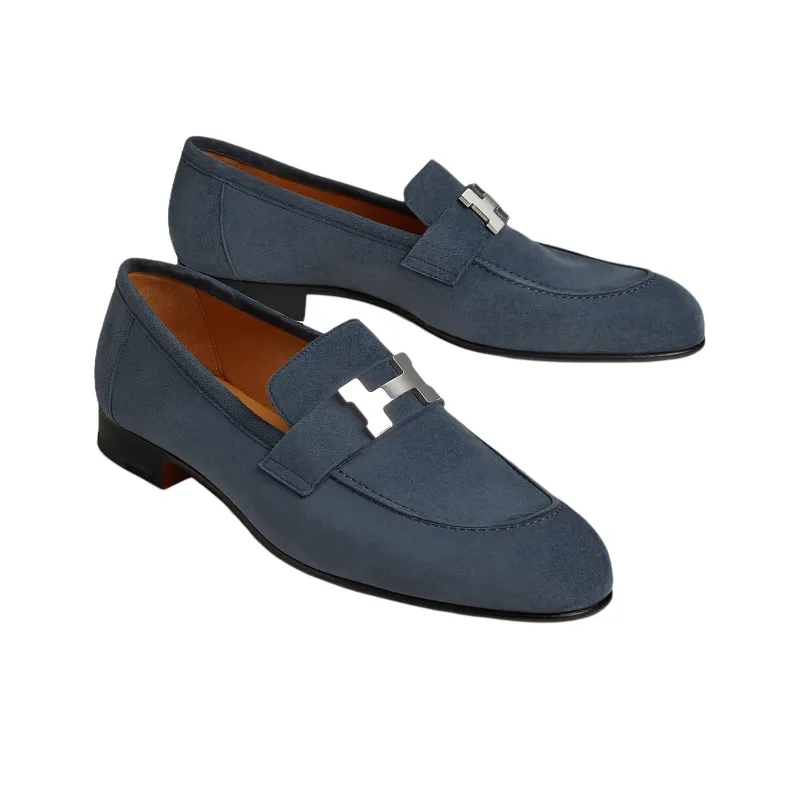HERMES Paris Loafers Men's Sky Blue-4