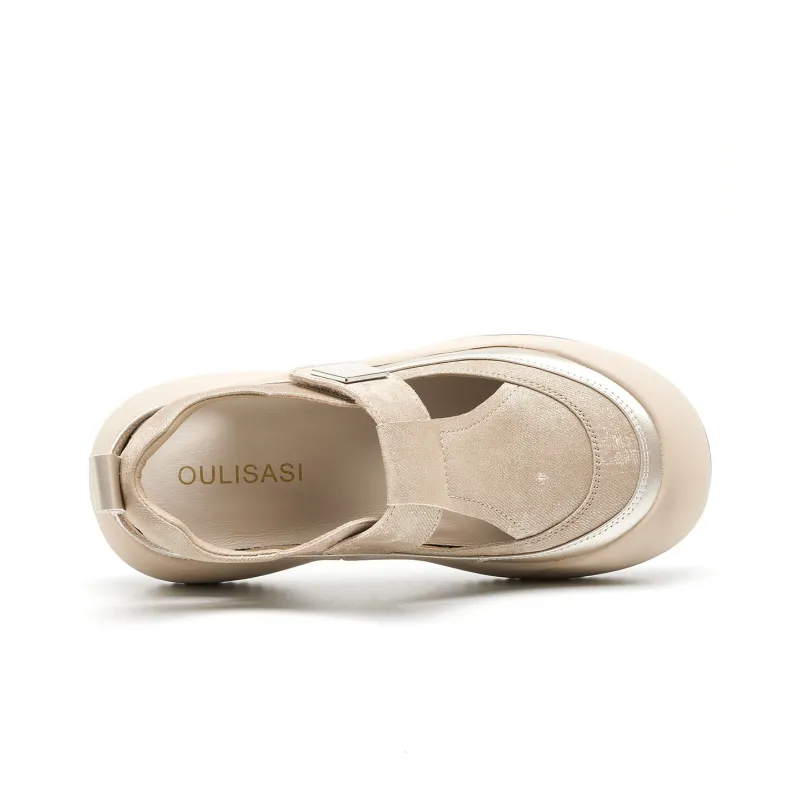 OULISASI Beach Sandals Women's Gold/Silver/Yellow-2