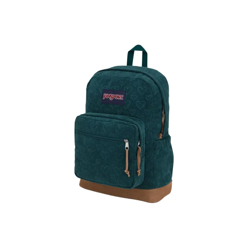 JanSport Suede Backpack Unisex Carved Heart-Shaped Green-2