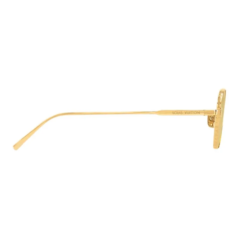 LOUIS VUITTON Metal Irregular Shape Sunglasses Men's Gold-2