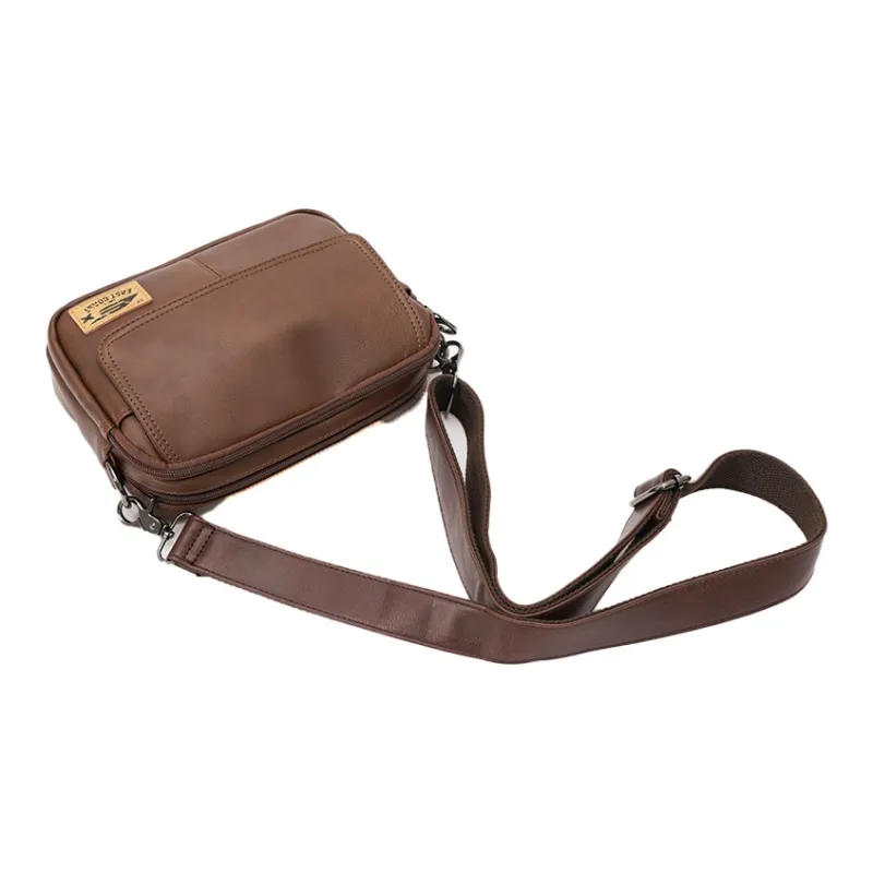 HAWA Artificial Leather Shoulder Bag Crossbody Bag Men's Black/Coffee/Earth Yellow-5