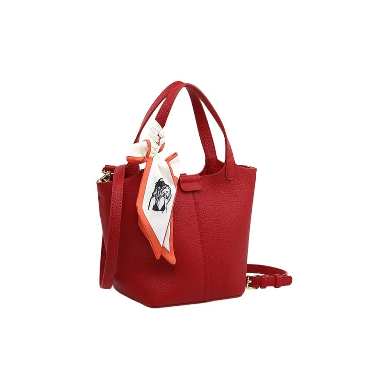 TTaG．baG Microfiber Synthetic Leather Shoulder Bag Women's Red-2
