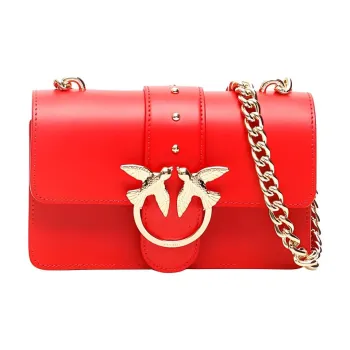 PINKO SIMPLY Leather Swift Bag Crossbody Bag Shoulder Bag Women's True Red