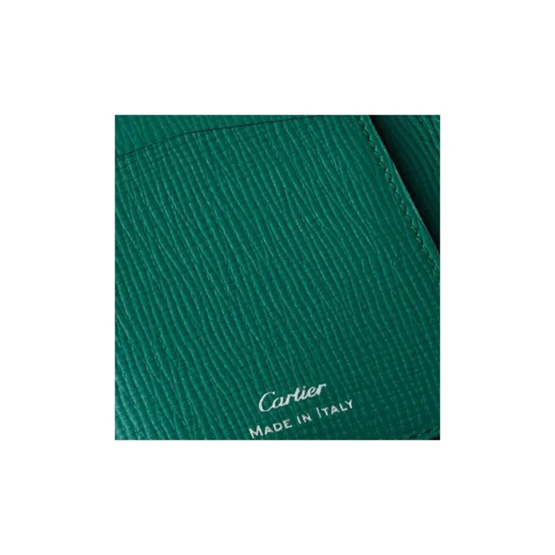 CARTIER Textured Calfskin Wallet Unisex Grass Green-3