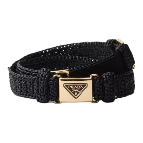 PRADA Triangle logo Crochet Belt