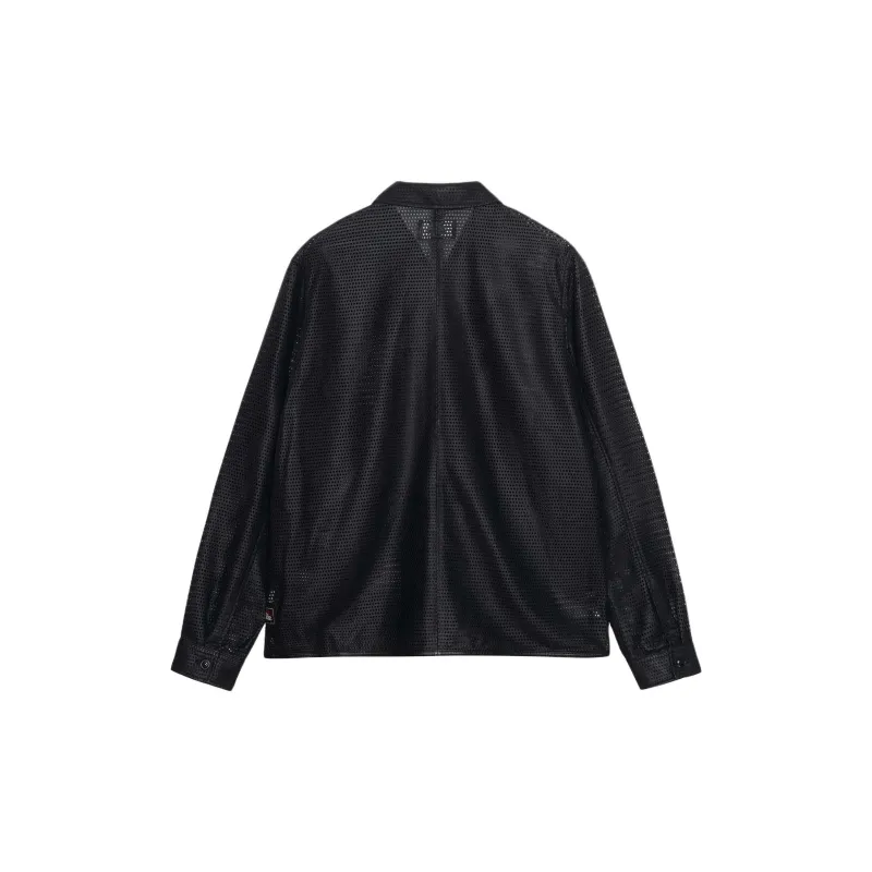 Stussy Perforated Leather Zip Shirt-1