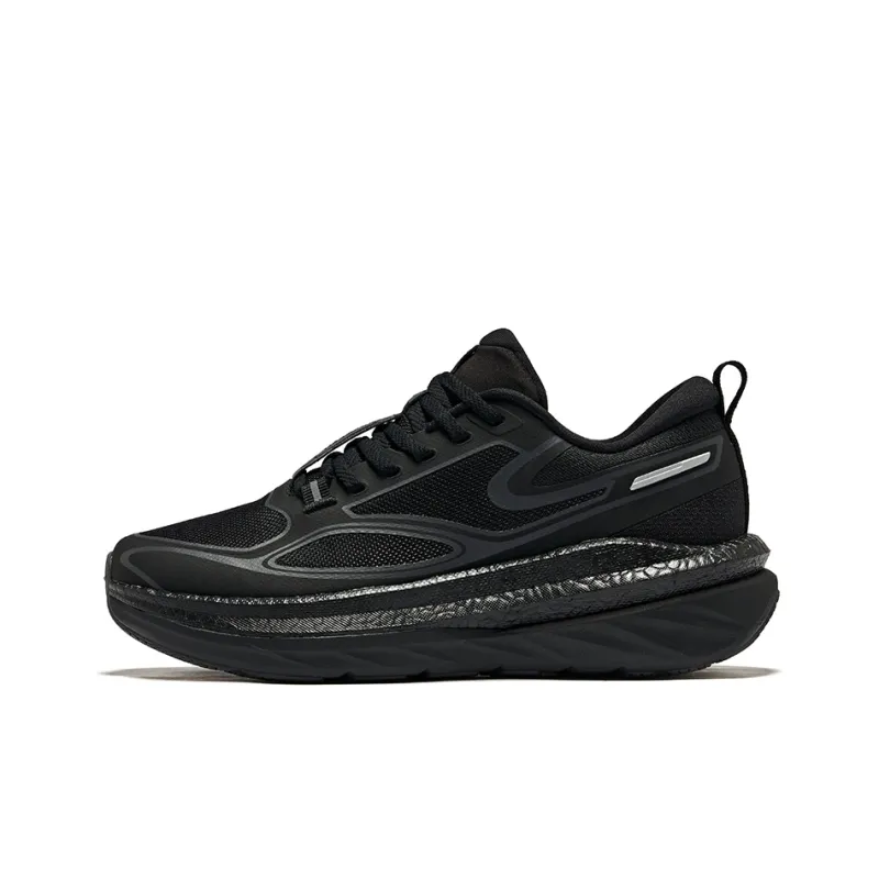 Erke Cushioning Wear Resistant Low Top Running Shoes Women's Jet Black Carbon Gray-0