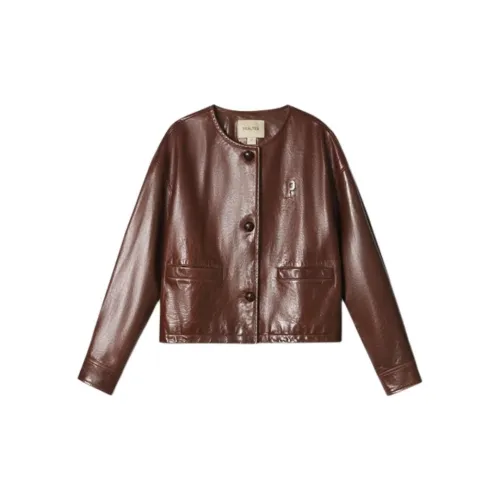 PSALTER Leather Jackets Women's Burgundy