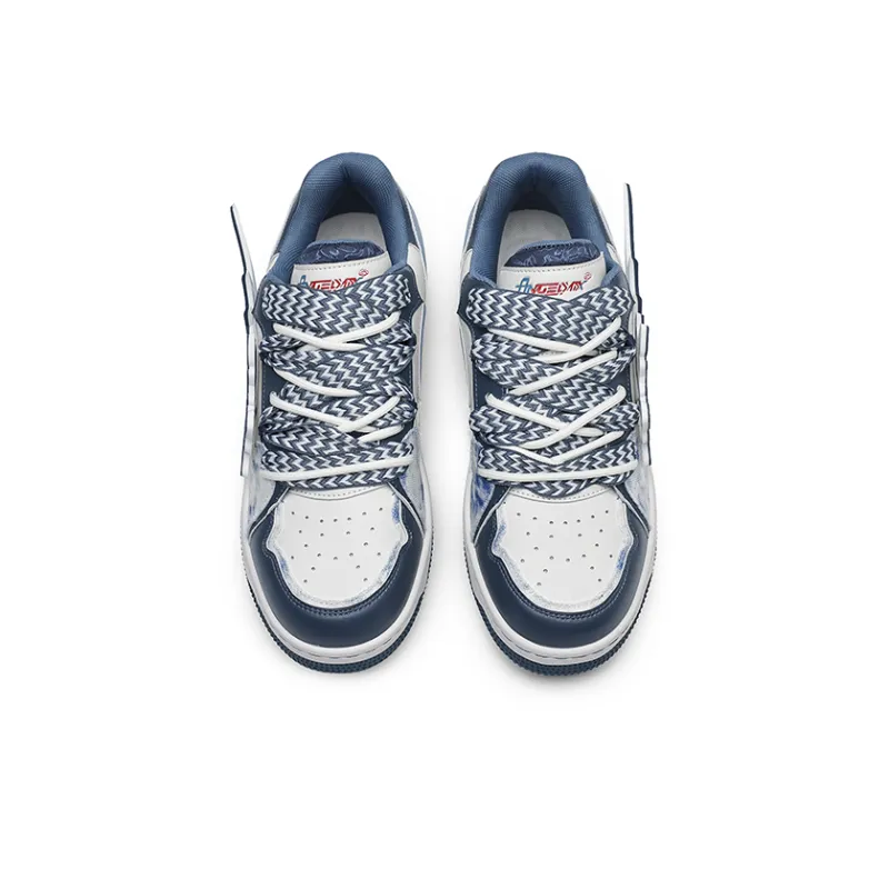 Angelmi Anti Slip Wear Resistant Low Top Skateboard Shoes Unisex Blue-2