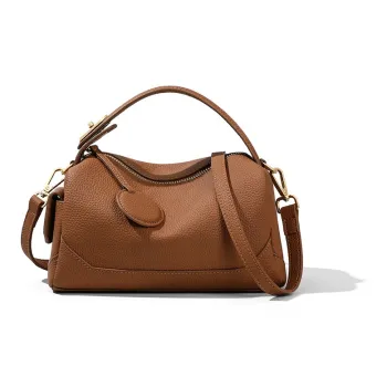 PESASRIE Cow Leather Handbag Shoulder Bag Crossbody Bag Women's Brown