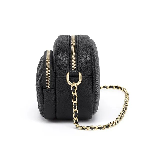 CinvaiKrose Cow Leather With Super Fine Shoulder Bag Women's Black/Aqua Blue-4