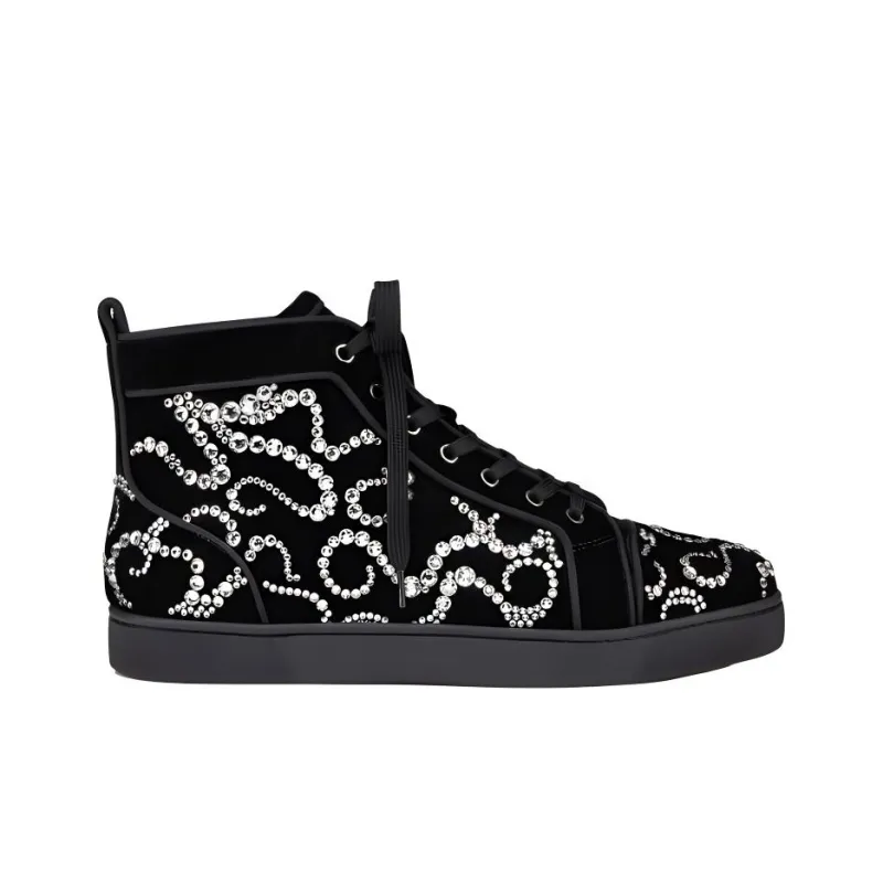 CL Octolouis Strass High Top Skateboard Shoes Men's Black-1