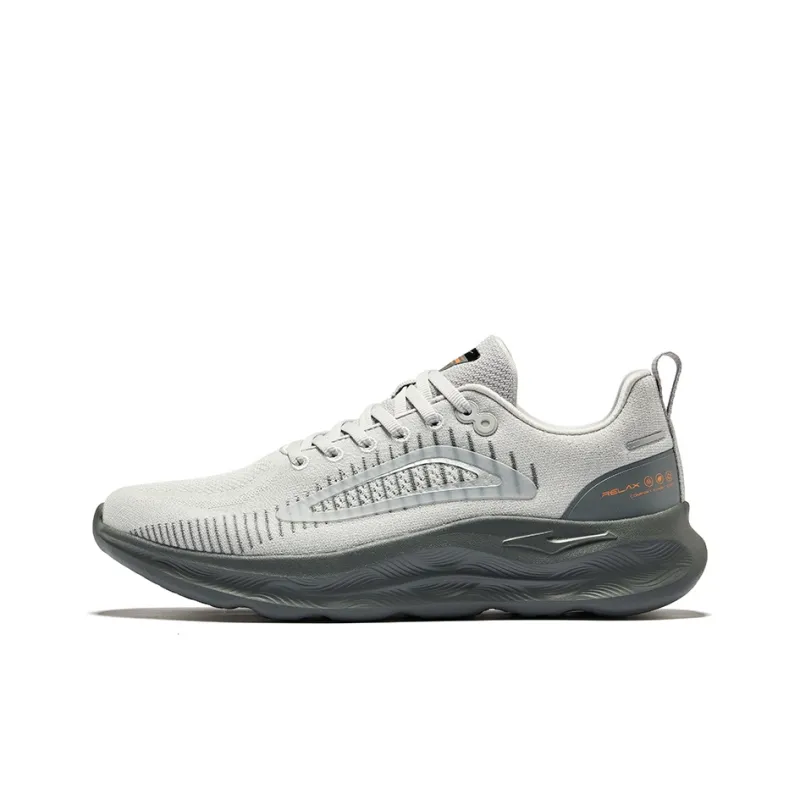 Erke Cushioned Wear Resistant Breathable Low Top Running Shoes Men's Cloud Gray Steel Gray-0