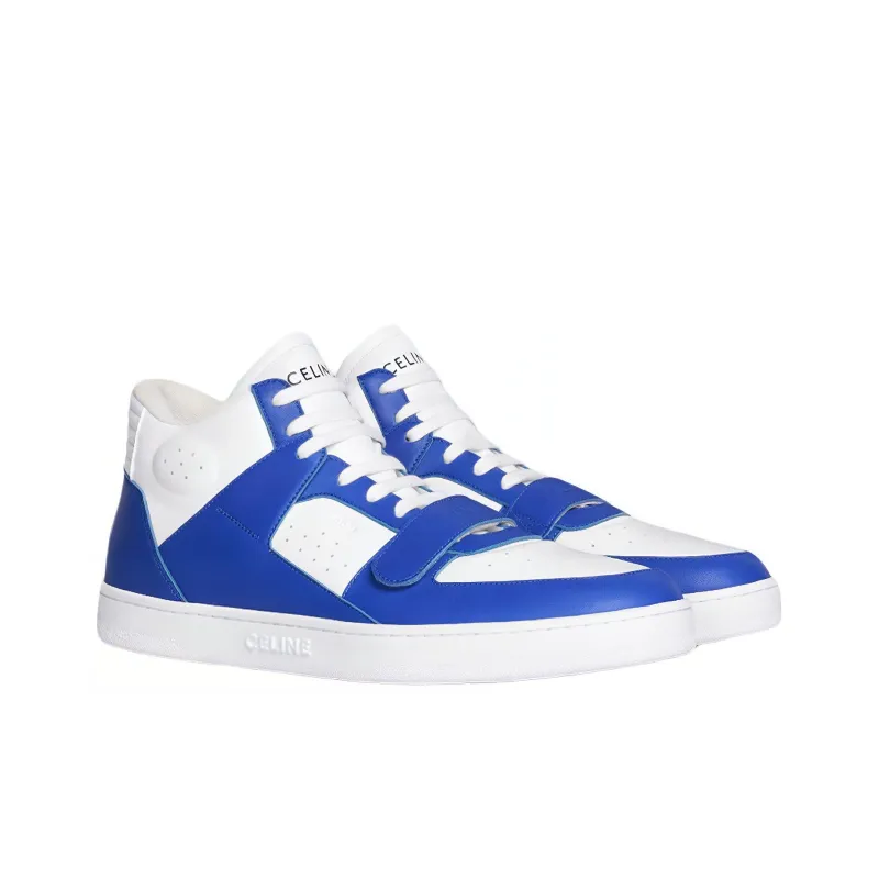 CELINE CT 02 Mid Top Stylish Skateboarding Shoes Men's White Blue-2