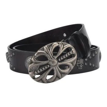 FUO Bohemian Style Vintage Denim Punk Skull Stud Lightweight Luxury Advanced Feel Leather Belts Unisex 3.8cm Width
