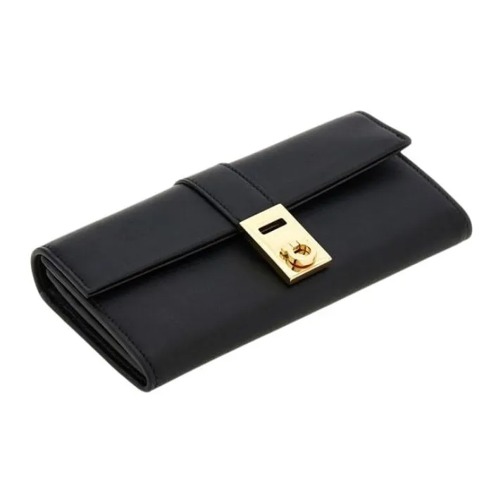 FERRAGAMO Cow Leather Wallet Women's Black-2