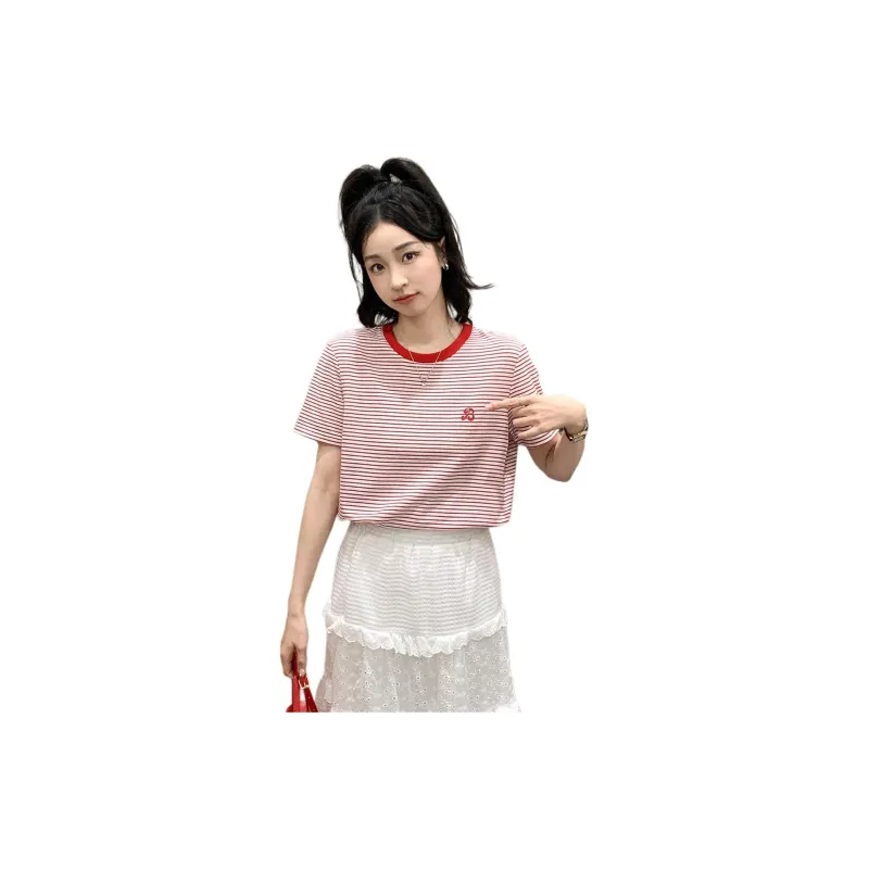 Tonlion T Shirts Women's Red-1