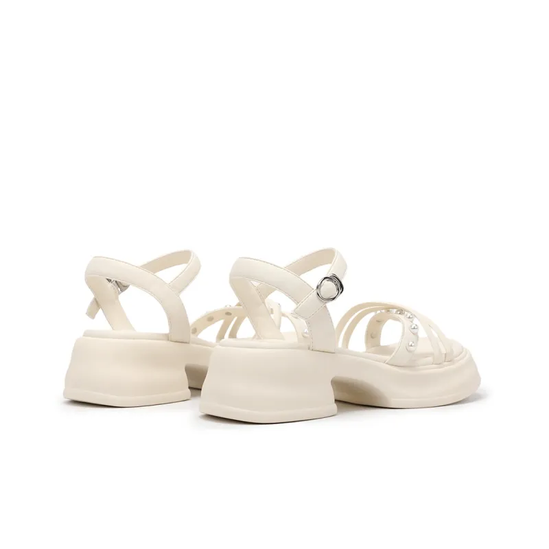 SATURDAY MODE One Strap Sandals Women's White-3
