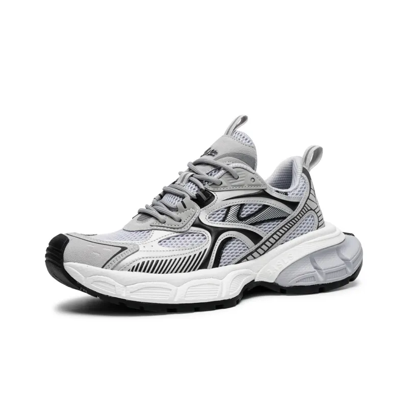 BASLS Paris Style Distressed Shoes Slip Resistant Abrasion Resistant Breathable Low Top Chunky Sneakers Unisex-9