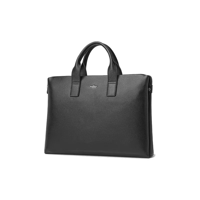 GOLDLION Cow Leather Business Briefcase, Office Bag, Handbag Men's Black-1