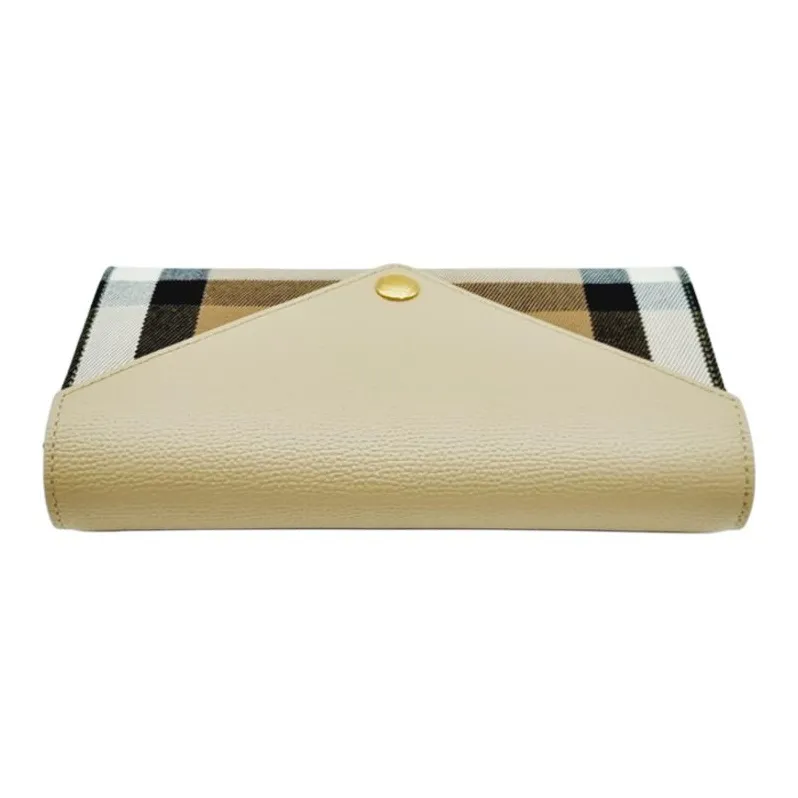 Burberry Canvas With Leather Envelope Bag, One Shoulder Crossbody, Clutch Women's Light Beige-3