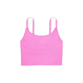 Victoria's Secret PINK SEAMLESS LONGLINE SCOOP BRA /Lola Pink Bra Women's Laura Pink