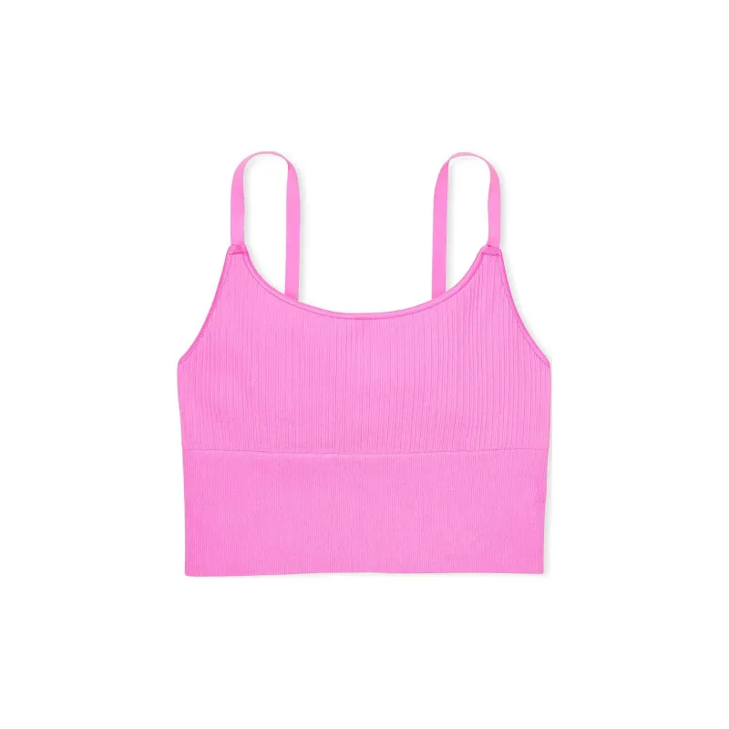 Victoria's Secret PINK SEAMLESS LONGLINE SCOOP BRA /Lola Pink Bra Women's Laura Pink-0
