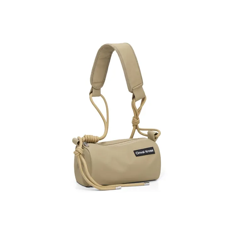 Simvay Clos Fabric Commute Bag Shoulder Bag Small Size Unisex Khaki/Black-1