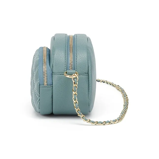CinvaiKrose Cow Leather With Super Fine Shoulder Bag Women's Black/Aqua Blue-11