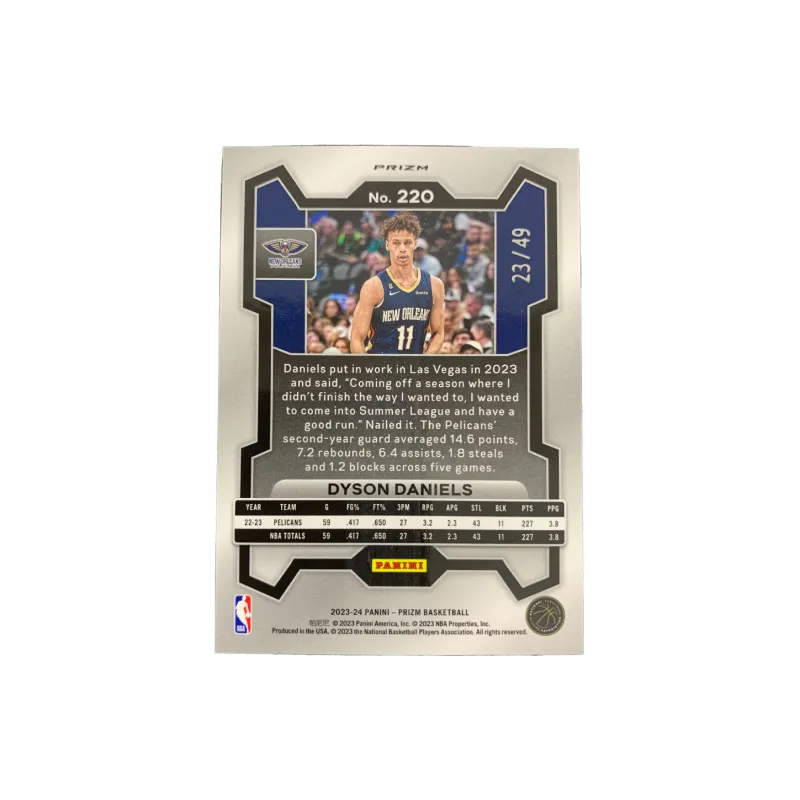 PANINI 2023 24 Prizm Dyson Daniels 23/49 Parallel Orange Folded Star Card Condition Approved Sports Cards 1 Pc-1
