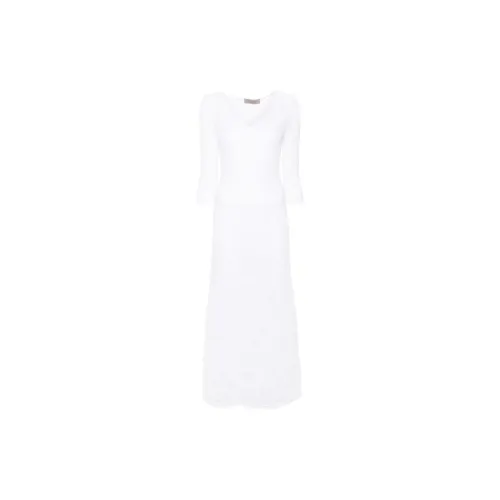 D.Exterior Long-Sleeved Dresses Women's White