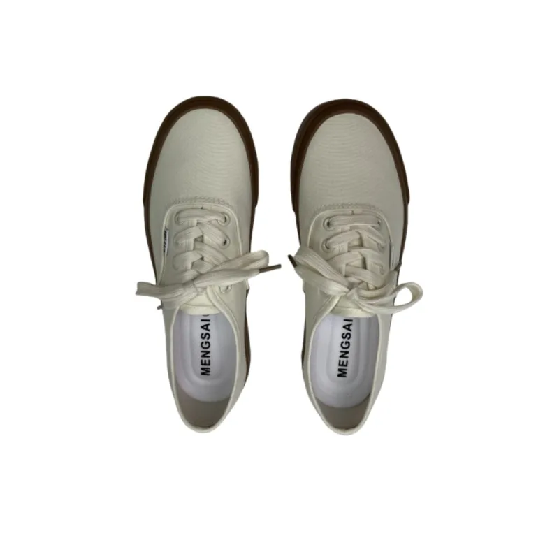 Mengsai Breathable Lightweight Height Increasing Low Top Canvas Shoes Unisex Beige-2