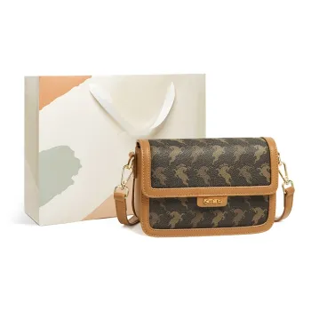15 MINS PVC With Synthetic Leather Shoulder Bag, Small Square Bag, Crossbody Bag Regular Women's Coffee/Ecru
